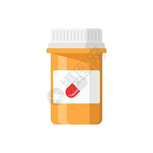 以平板风格的药瓶图标 白色孤立背景的医疗胶囊矢量插图 药剂标志业务概念止痛药药片保健药剂学处方界面药物卫生科学帮助图片