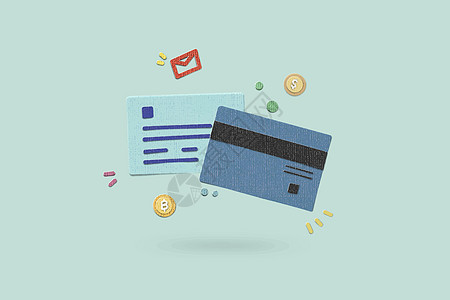 有创意的纸面剪切 信用卡货币图标的艺术纹理风格 在干净的背景上 金融业务 投资和现金的概念 (笑声)图片