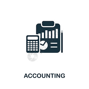 会计图标 用于模板 网页设计和信息图形的单色简单业务管理图标预算经济信用现金贸易标识库存公司插图订金图片