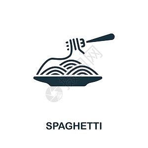 Spaghetti 图标 用于模板 网络设计和信息图的单色简单线条快餐图标餐厅食物送货咖啡店面条盘子果汁烹饪厨师午餐图片