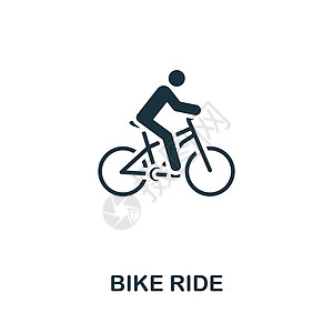 单色简单线条 用于模板 网络设计和信息图的户外娱乐性图标(Bike Riide 图标)图片