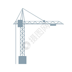 起重塔半平板彩色矢量物体图片