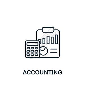会计图标 用于模板 网页设计和信息图形的单色简单业务管理图标银行经济预算库存交换贸易计算器订金帐户战略图片