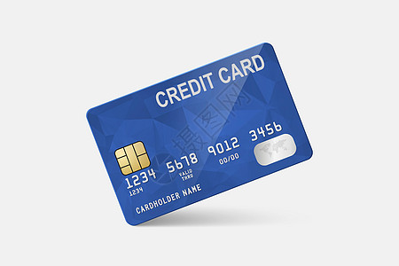 矢量 3d 逼真的蓝色信用卡在白色背景上 塑料信用卡或借记卡的设计模板 信用卡付款概念 正视图银行购物芯片销售商业小样信用插图交图片