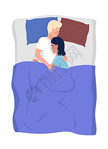 亲热爱夫妻睡在床上半平板彩色向量字符设计图片