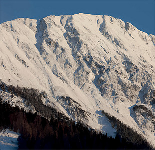 雪雪覆盖山岳和风景蓝色高山全景场景山脉季节假期顶峰首脑冰川图片