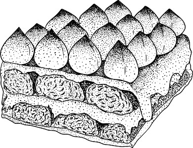 美味的甜点和甜点 手画出流行传统甜点的插图糖果庆典食物奶油烹饪面包牛奶美食生日假期图片