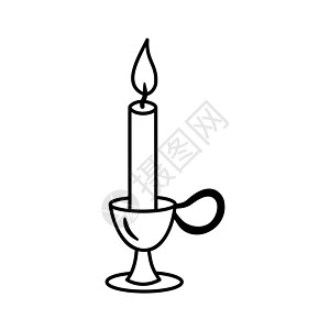 蜡烛草图 白背景隔离的矢量燃烧蜡烛涂鸦宗教黑色白色烛光温泉教会插图芳香灯芯疗法图片