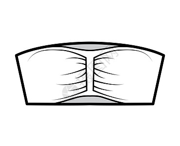 胸罩上贴着无带带带的双轮光 顶部滑板和胸罩上的内衣技术时装图示游泳衣计算机服饰插图草图男人绘画乳罩运动衣服图片