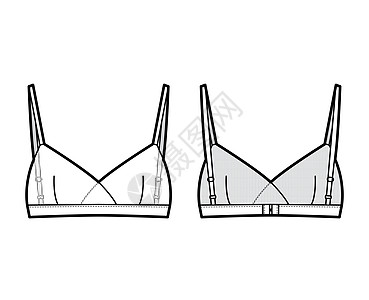 纯粹的布拉莱特内衣技术时尚图 用可调整的肩带 钩子和眼部封闭来说明胸衣乳罩运动设计绘画胸罩蕾丝服装胸部游泳衣图片