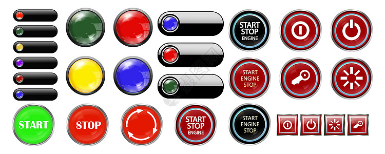 界面多彩 带有图标的网络按钮 带有开关的电动按钮图片