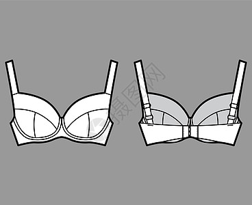BR全力支持内衣技术时装图解 用完全可调整的宽肩带 钩对眼封闭式丝带设计蕾丝女性小样胸衣比基尼计算机文胸服饰服装图片