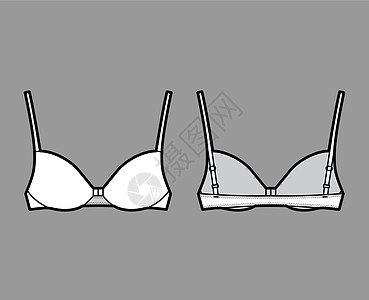 Bra前端封闭内衣技术时装图示 配有完全可调整的肩带和模制杯子文胸女士胸衣运动计算机设计比基尼胸部身体男人图片