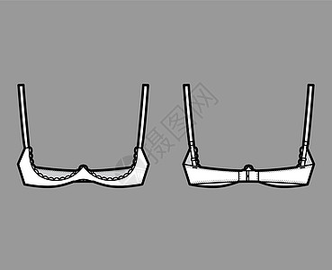布拉架开杯内衣技术时装图 用可调整的肩带 钩子和眼闭合计算机身体胸衣胸部设计丝带游泳衣绘画男人乳罩图片