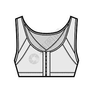 BR 姿态内衣技术时装图示 用宽度可调整的肩带 钩对眼封闭草图身体胸部服装设计计算机女性文胸胸罩乳罩图片
