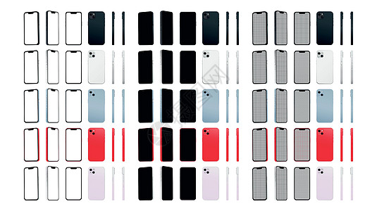 一套90个新颖的现代智能手机14 原始颜色 广告模板-矢量图片