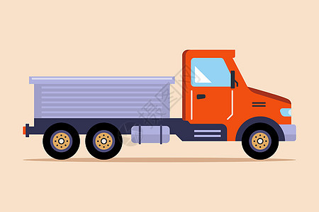 用于运输各种设备的橙色建筑卡车(橘色)图片
