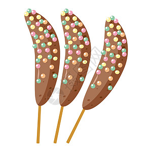 香蕉加巧克力和糖霜甜点糖果小吃涂层假期配料奶糖节日装饰童年图片