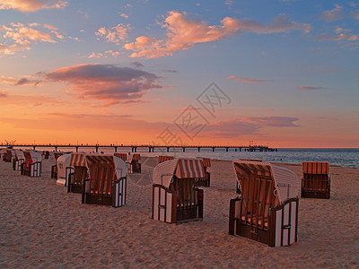 海滩 椅子 沙滩椅 欧洲 夏天 德国 奥斯特湖 海洋 蓝色的 季节图片