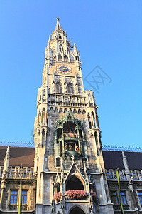 马里安广场的市政厅 慕尼黑 石工 城市 塔 艺术 钟图片