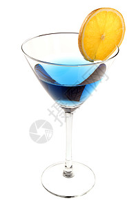 蓝色鸡尾酒加橙色切片图片