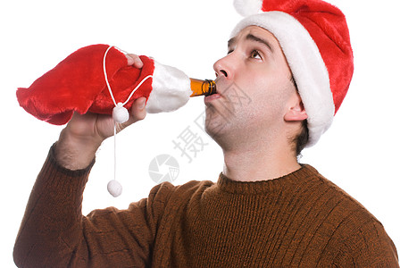 圣诞节酒精酒 男性 庆典 红色的 啤酒 20多岁背景图片