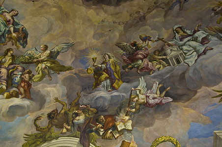 圣经壁画 船 上帝 虔诚 椭圆 查尔斯 大教堂 彼得 巴洛克风格背景图片
