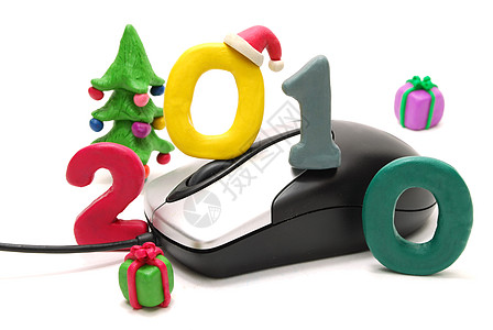 计算机鼠鼠 2010年文本 圣诞树和礼品 - 2高清图片