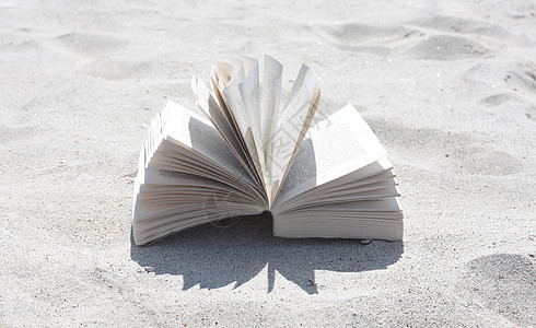 在海滩边的书背景图片