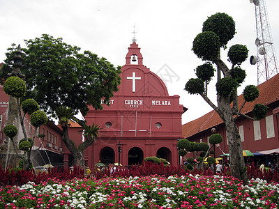 梅拉卡教堂 赎回 地标 建筑学 尖顶 马六甲 亚洲图片