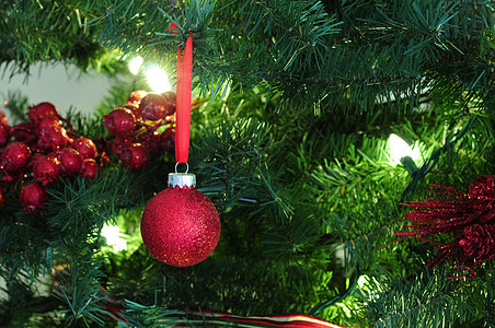 装饰的圣诞树 诺埃尔 家居装饰 绿色的 庆祝活动 浆果背景图片