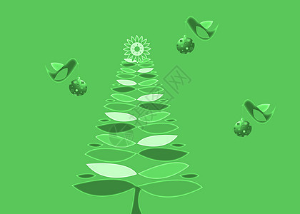 绿色圣诞树和装饰品背景图片