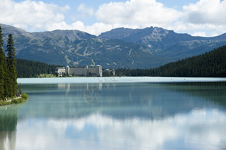加拿大-艾伯塔-路易湖 公园 蓝色的 风景 反射图片