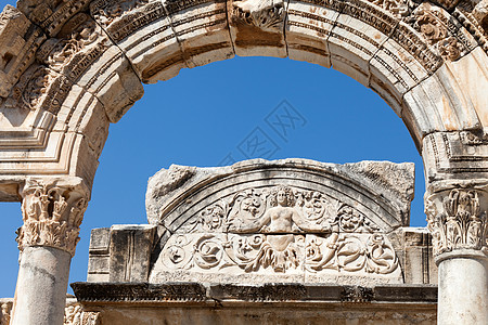 古希腊城埃菲苏斯的哈德里安寺 火鸡 寺庙 历史图片