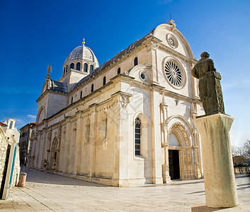 西贝尼克圣詹姆斯大教堂 世界遗产 建筑学 石头 海岸 达尔马提亚背景