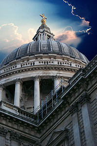 伦敦圣保罗大教堂 建造 蓝色的 历史的 地标 宗教 纪念碑图片