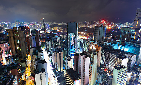香港晚上楼群拥挤的香港 码头 天空 城市景观 亚洲 摩天大楼图片