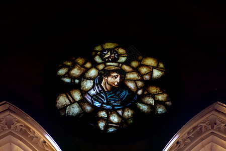 彩色玻璃窗 建筑学 宗教的 大教堂 信仰 哥特 窗户 教会背景图片