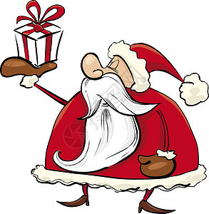带礼物的圣诞老人 胡子 卡片 愿望 漫画 快乐的 微笑背景图片