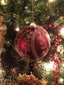 圣诞节礼堂 圣诞树 装潢 树 红色的 假期背景图片