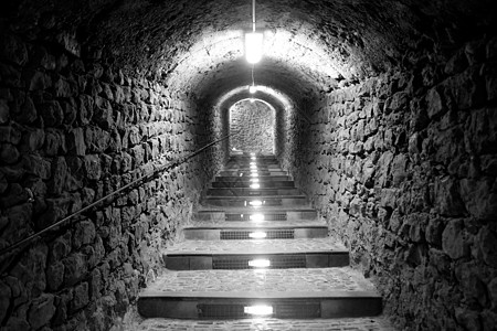 伊比萨岛隧道 通往城堡的光效应 地下 旅行 夏天图片