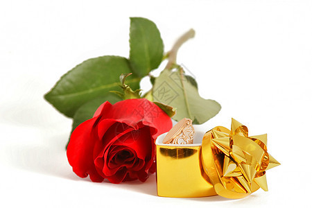 红玫瑰和首饰背景图片