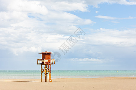 的海滩上救生舱 旅行 西欧 纳博讷海滩 沿海 空的图片