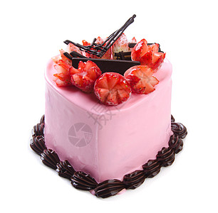 甜点蛋糕白背景上孤立的蛋糕 品尝 叶子 情人节 食物 甜的 玫瑰背景