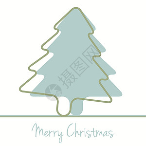 圣诞节绿色树卡 绿树卡 闪亮的 绿色的 白色的背景图片
