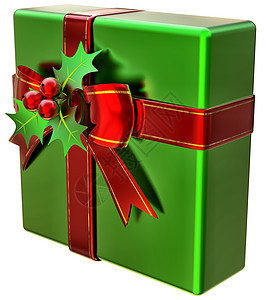 圣诞绿色礼物 带红丝带和弓 礼物盒 美丽的 圣诞节 季节图片