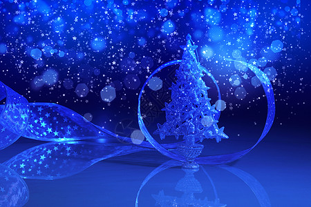 科技图背景蓝圣诞节拼贴图 松树 卡片 雪花 冬天 插图 辉光背景