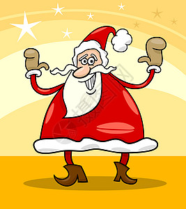 圣诞节漫画插图 快乐的 幽默 问候语 诺埃尔爸爸 微笑 礼物 圣诞节快乐图片