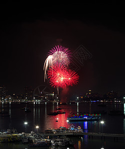 泰国清布里 Chonburi 帕塔亚市烟花夜景 晚上 艺术图片