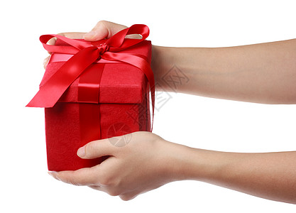 红假日礼物盒 庆典 手 手臂 展示 女士 女性图片